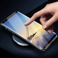Луксозен алуминиев бъмпър от 2 части с магнити и стъклен протектор лице и гръб оригинален Magnetic Hardware Case за Samsung Galaxy Note 9 N960F черен 